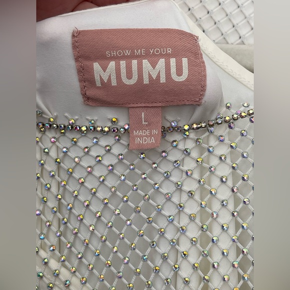 NWT Show Me Your Mumu Iconic Maxi Dress size Large with slip rhinestone white - Picture 12 of 12